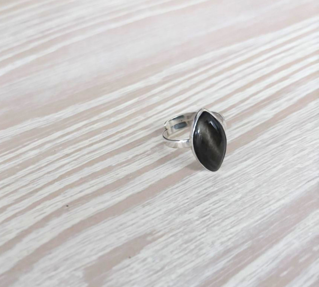 Anillo Obsidiana Dorada