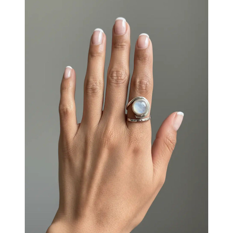 Anillo Espiral de Piedra Luna