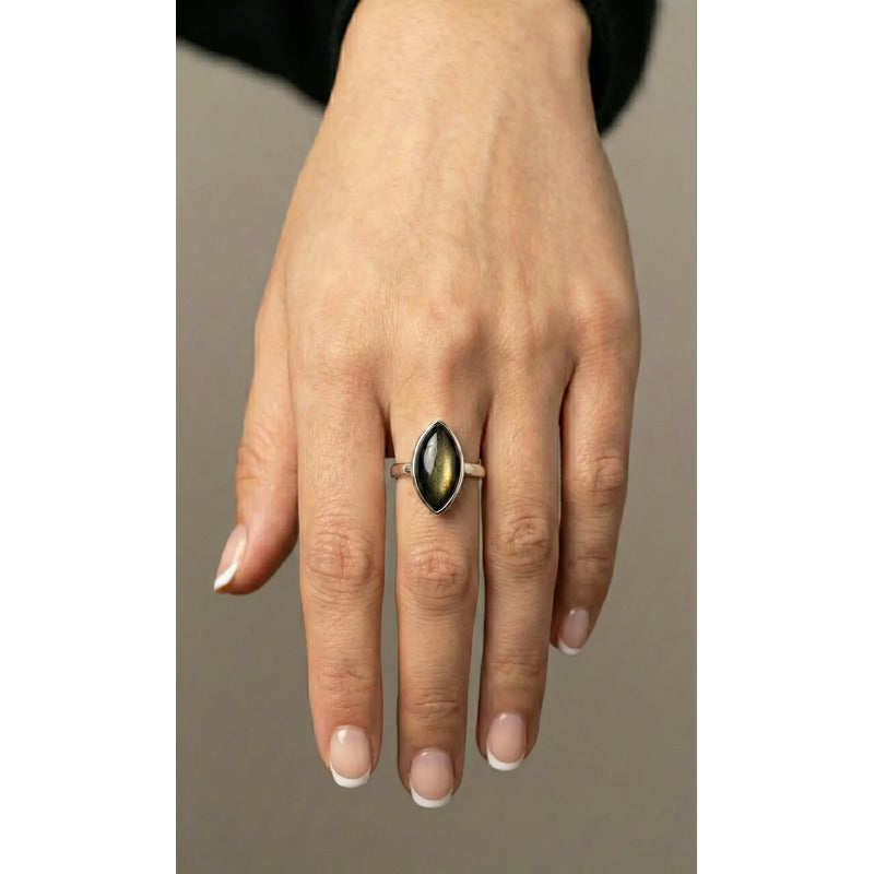 Anillo Obsidiana Dorada